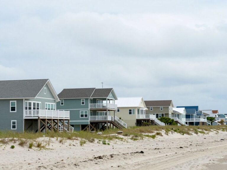 Coastal view of Myrtle Beach with beach houses