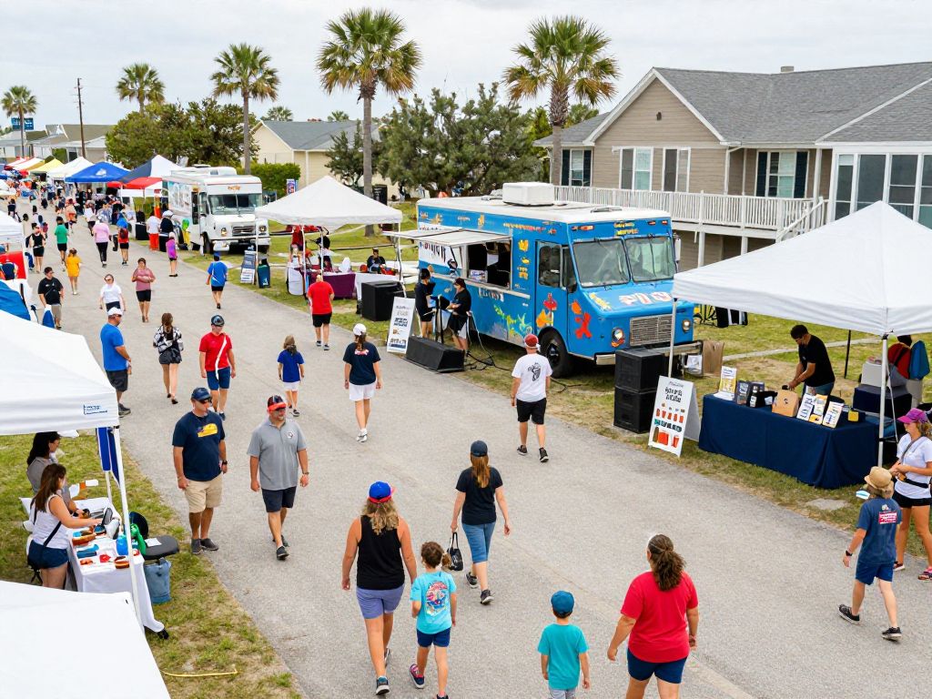 Community festival in Myrtle Beach featuring food trucks and live music.