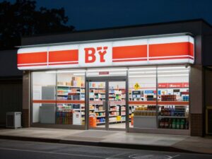 Exterior of a Myrtle Beach convenience store at night