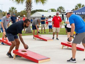 Participants playing cornhole at Myrtle Beach championship