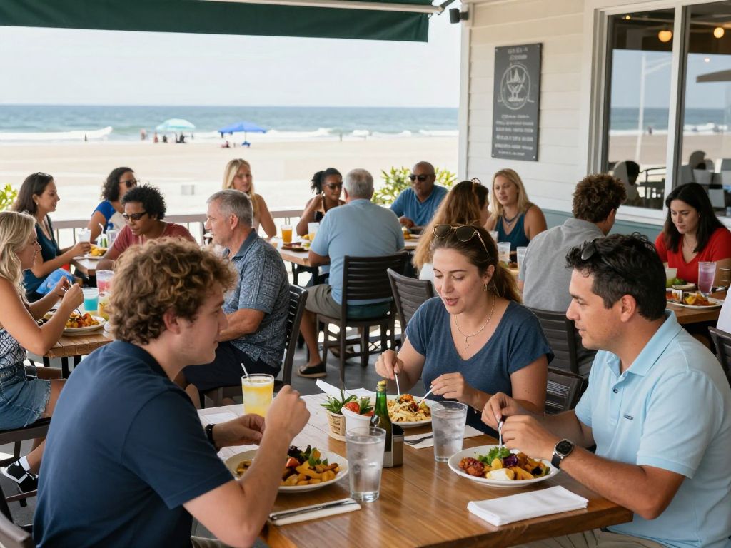 Customers dining at various restaurants in Myrtle Beach's culinary scene
