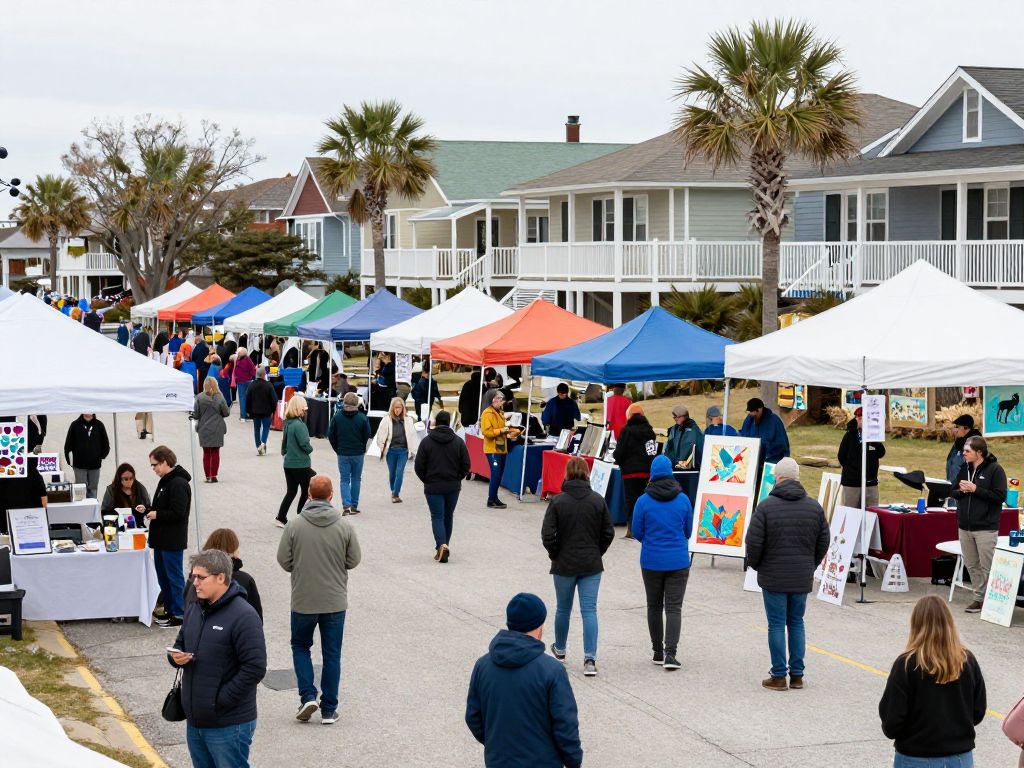 Community gathering in Myrtle Beach showing local events and food