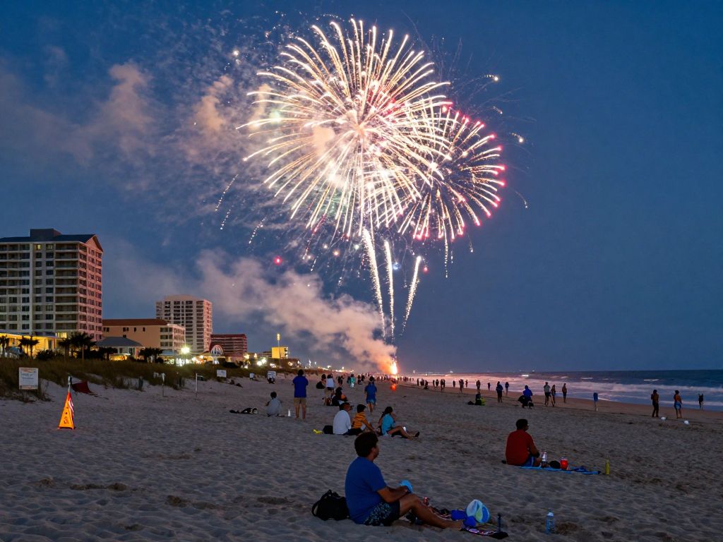 Fireworks over Myrtle Beach during Fourth of July celebrations