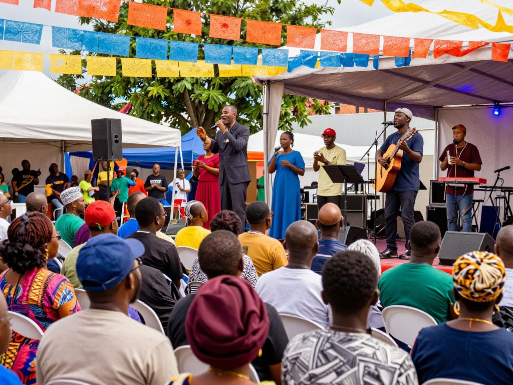 A lively crowd enjoying gospel music at the Myrtle Beach Gospel Fest.