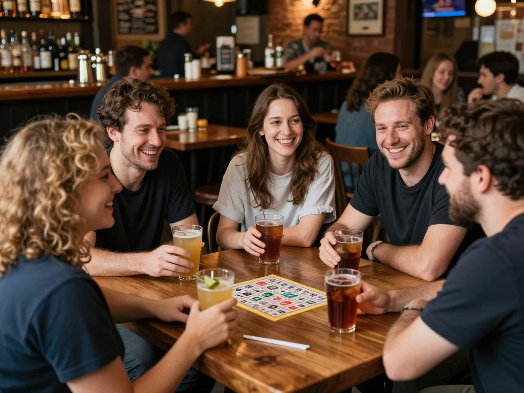 Community members enjoying happy hour and music bingo event in Myrtle Beach