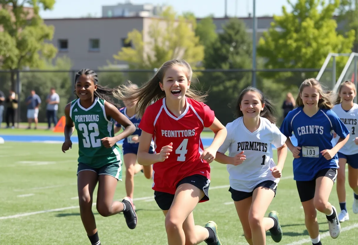 High school athletic event at Myrtle Beach with student-athletes competing.