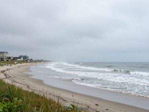Myrtle Beach with overcast skies and rain