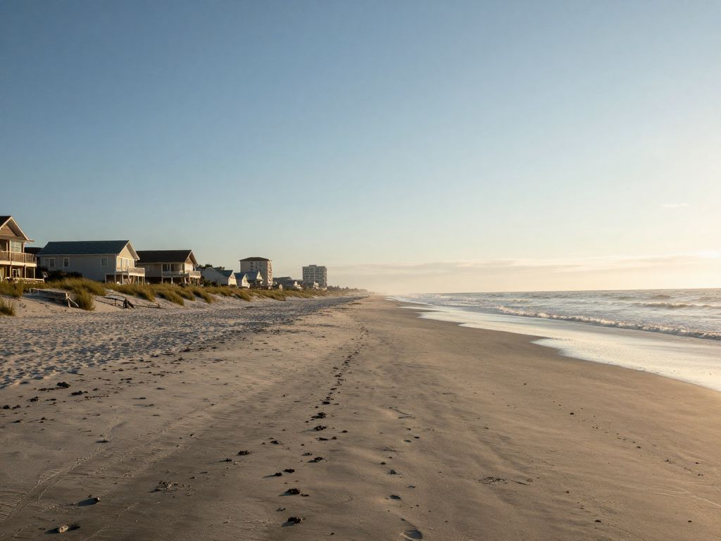 A view of Myrtle Beach depicting warm afternoon sun and cooler morning air