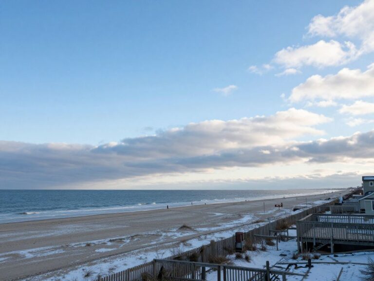 Winter weather at Myrtle Beach with clear skies and ocean view