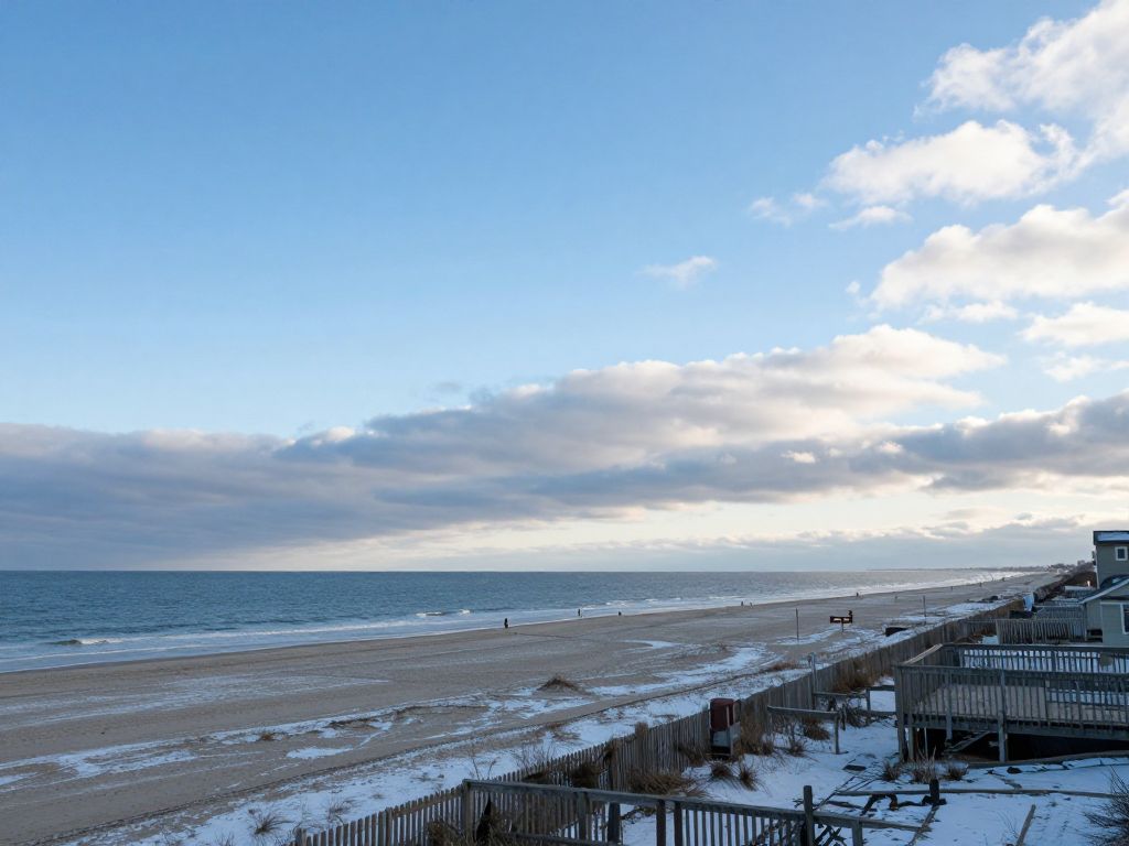 Winter weather at Myrtle Beach with clear skies and ocean view