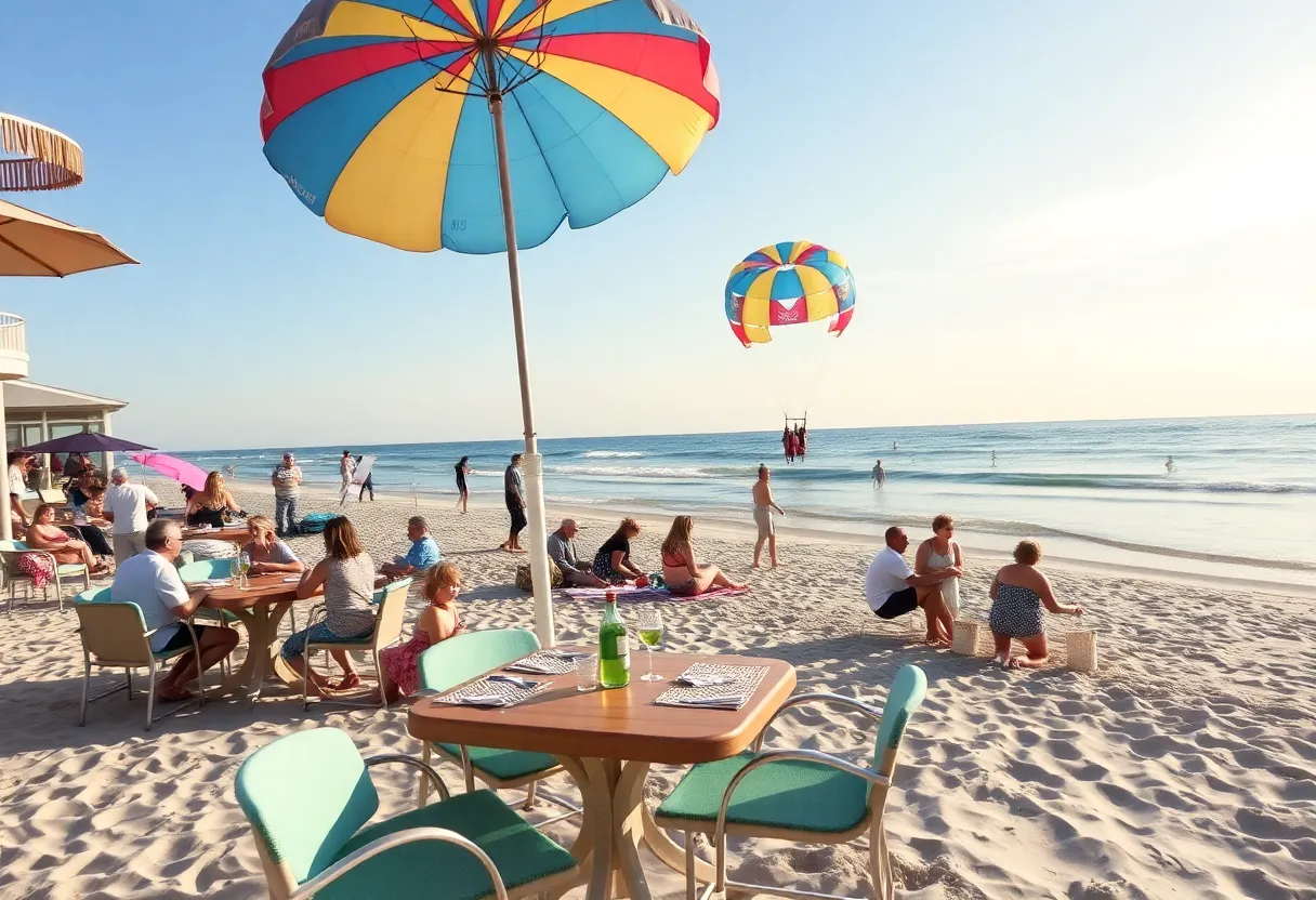Families enjoying a relaxing day at North Myrtle Beach with ocean views.