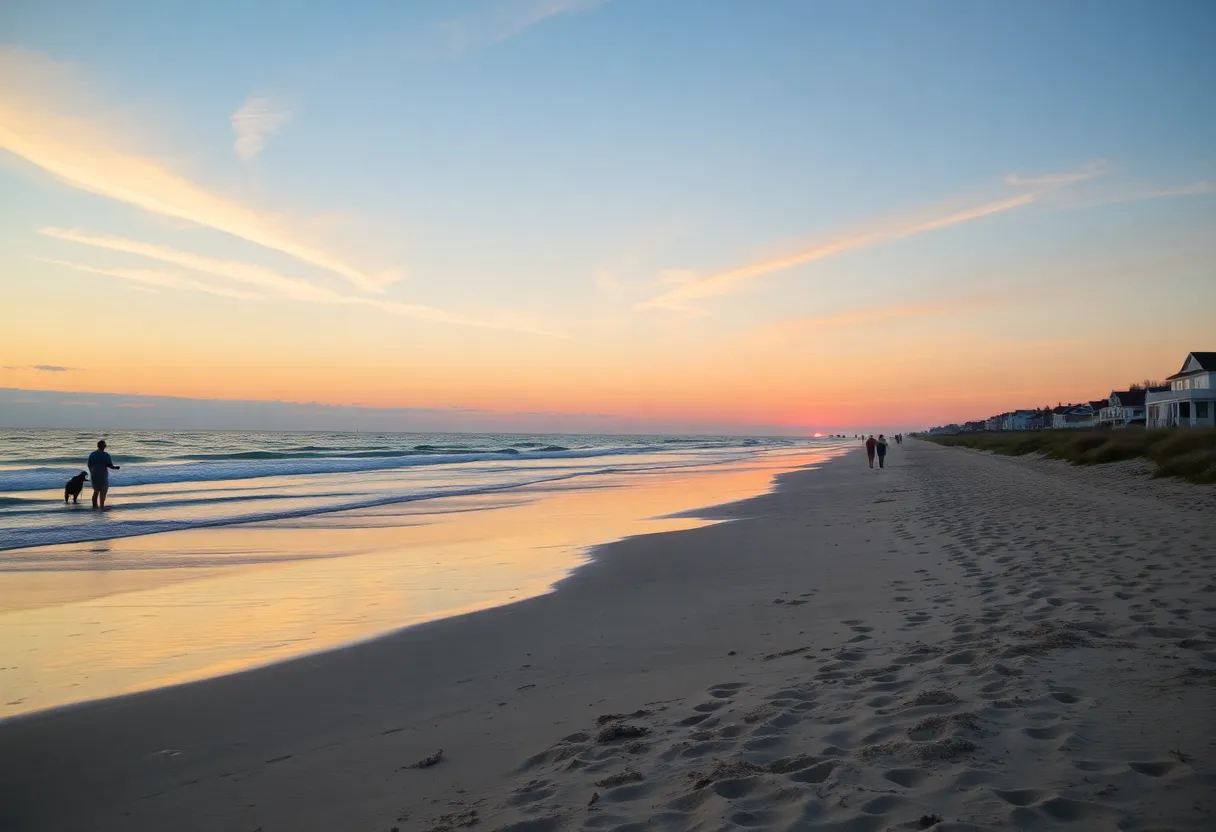 Sunset over Old Orchard Beach symbolizing community and remembrance.