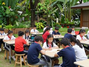 Students learning in an outdoor classroom in Myrtle Beach