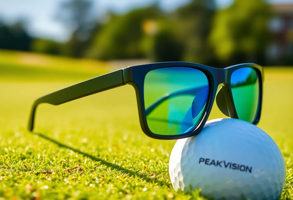 Stylish PeakVision sunglasses on a golf course