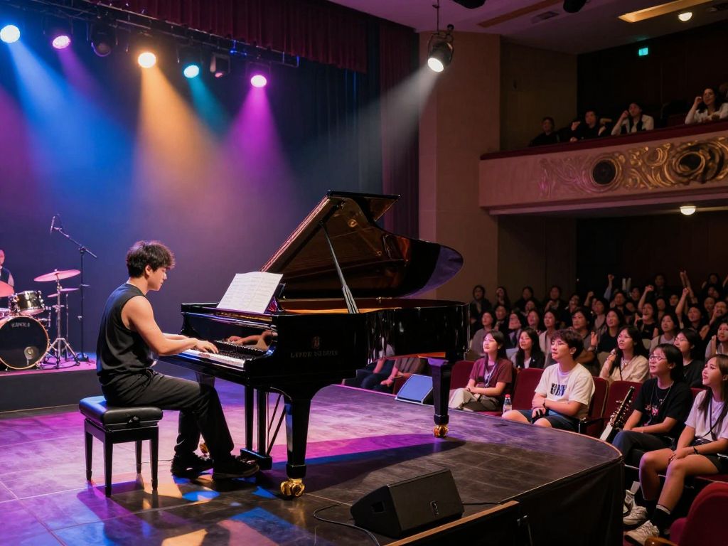 Performers on stage during the Piano Men Tribute Show