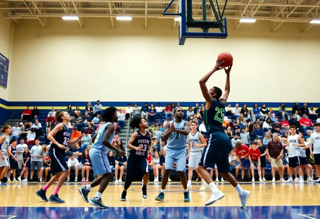 Ragin Prep Rams basketball team playing during a game