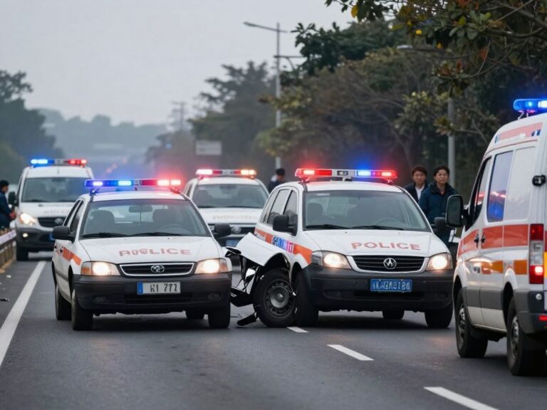 Traffic scene after a road rage shooting on Highway 90