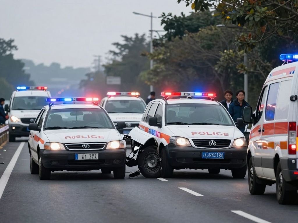 Traffic scene after a road rage shooting on Highway 90
