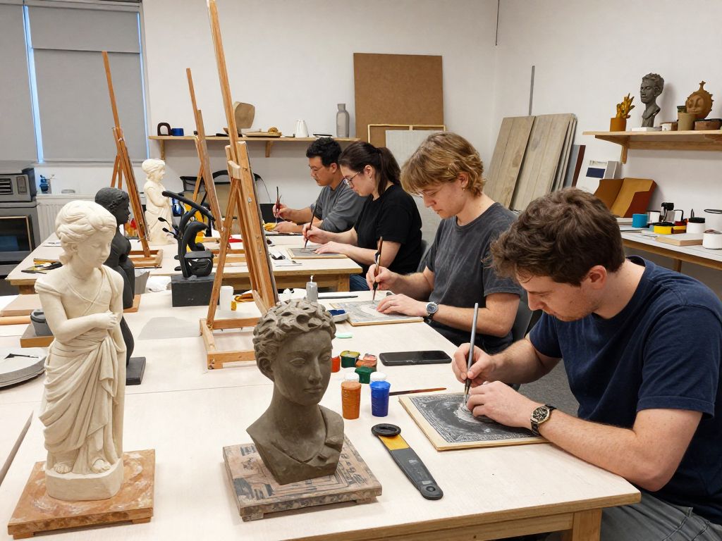 Artists working in the Open Studio at Simpson Art Center