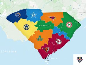 Map showing new athletic regions for South Carolina high schools