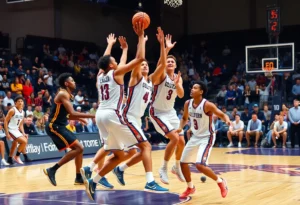 South Charleston team celebrating their victory in a basketball game