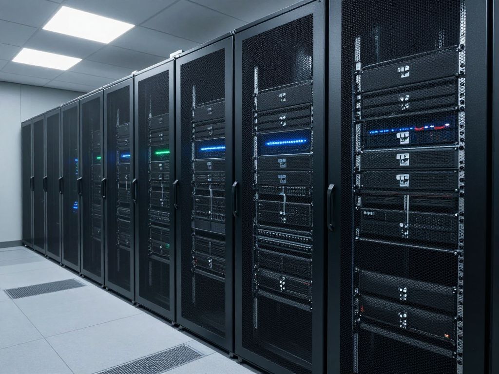 Modern data center showcasing advanced technology