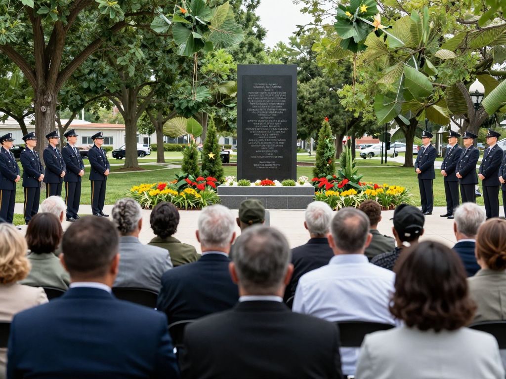 Groundbreaking ceremony for the Vietnam Veterans Memorial in Myrtle Beach with veterans and community members present.