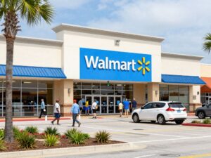 Walmart storefront in Myrtle Beach surrounded by shoppers
