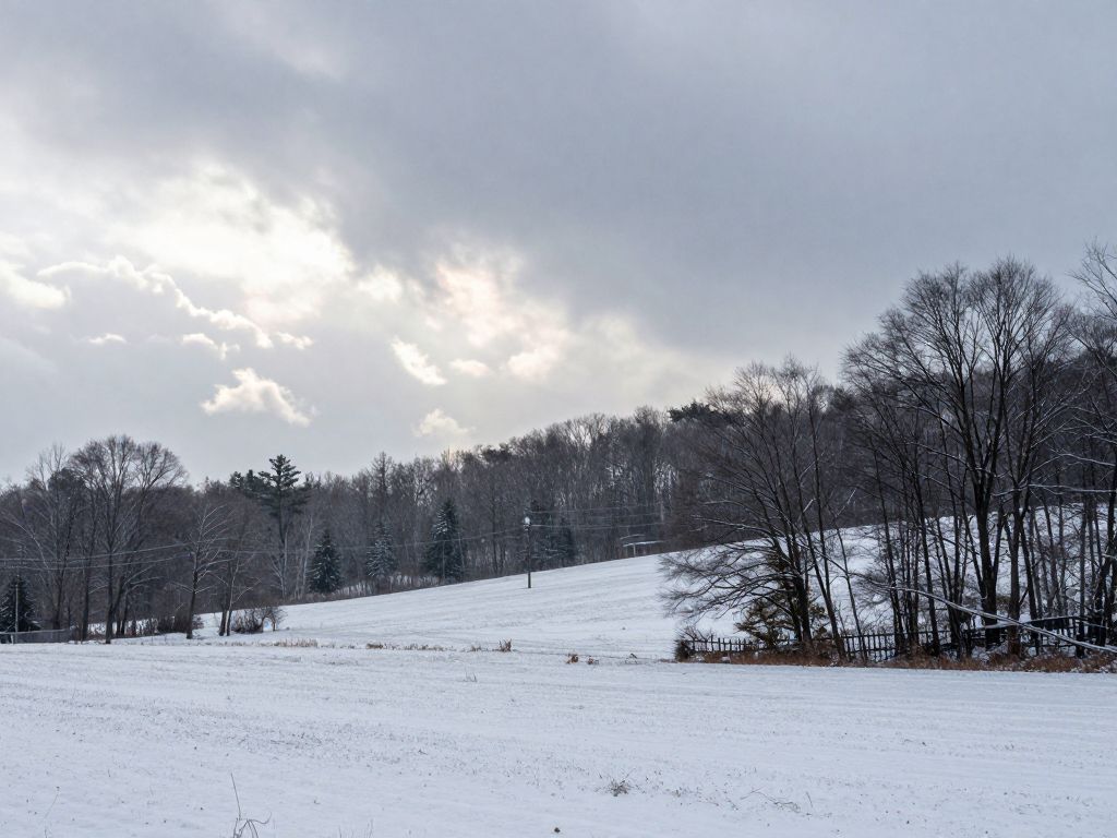 Winter landscape with rain and snow mix