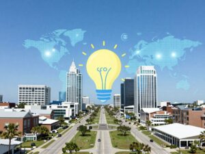 Abstract representation of innovation in Myrtle Beach business