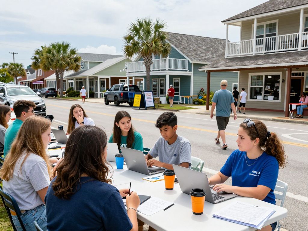 Young individuals participating in community activities in Myrtle Beach.