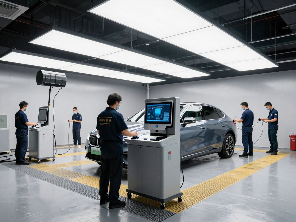 Interior of ZIPS Car Wash with staff attending to vehicles