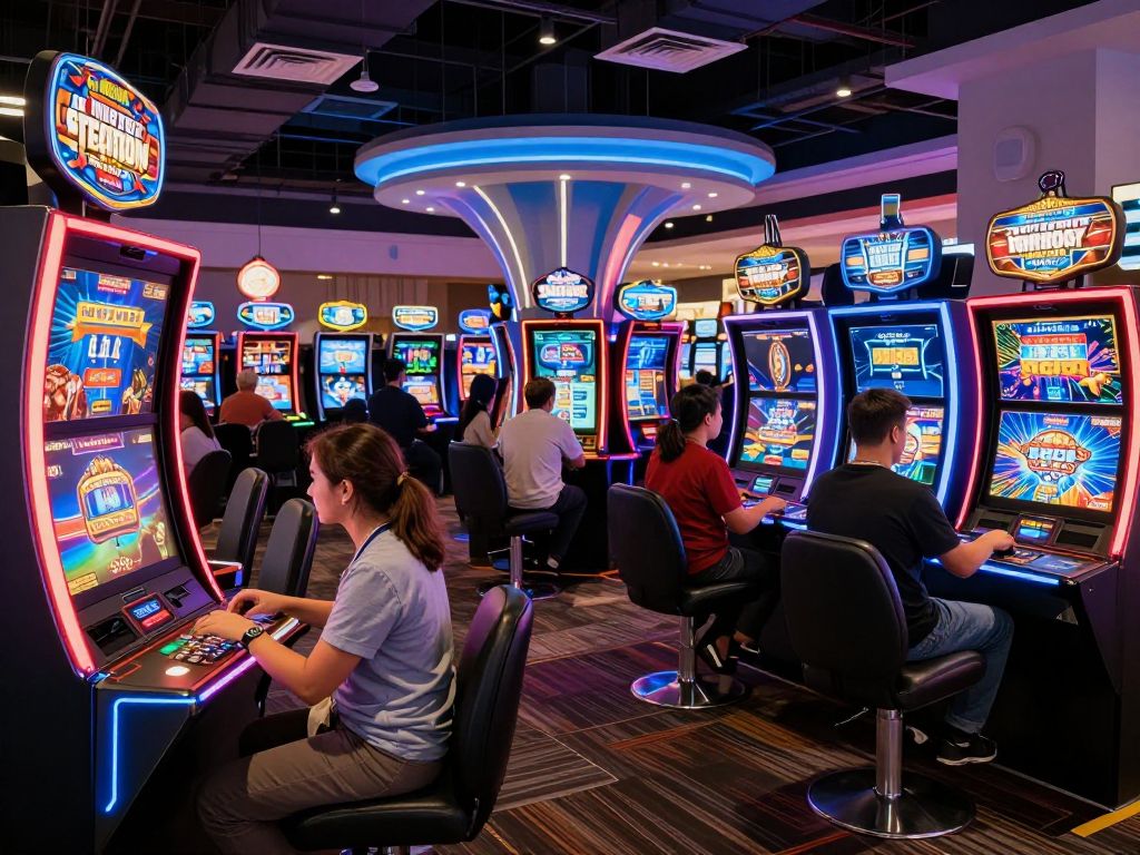 Futuristic casino environment in Myrtle Beach utilizing AI technology
