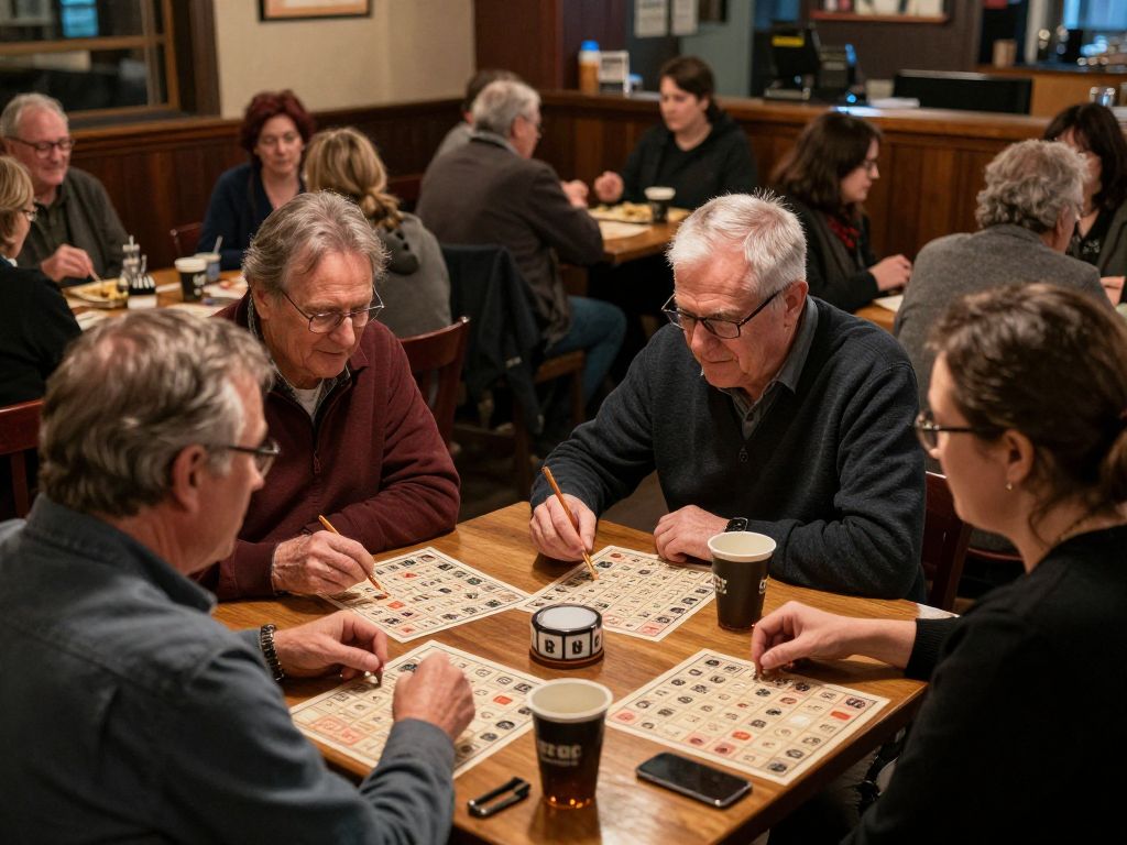 Participants enjoying a fun bingo night in a community setting in Myrtle Beach
