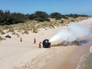 Cannonball being safely detonated at North Myrtle Beach