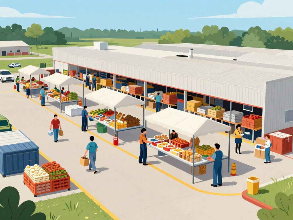 Food distribution center showing busy operations in Horry County