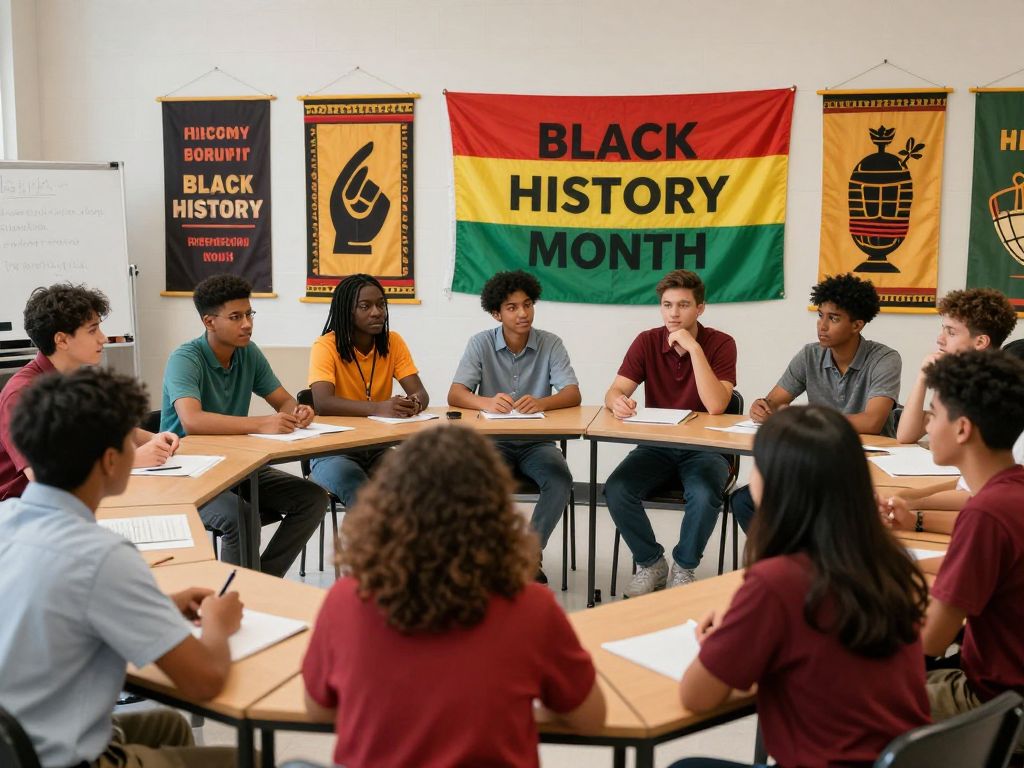 Students celebrating Black History Month at Conway Public Schools
