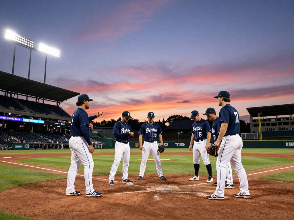 Coastal Carolina baseball players practicing on the field
