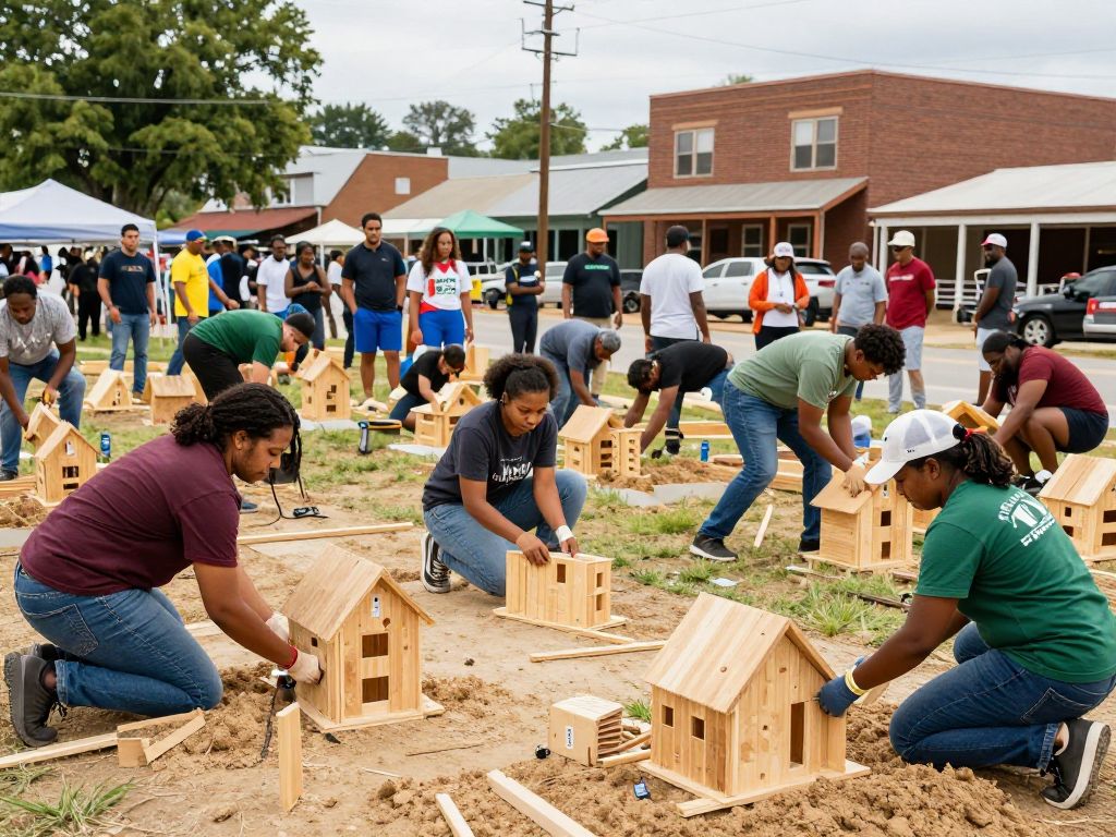 Community members collaborating on a housing project in Myrtle Beach