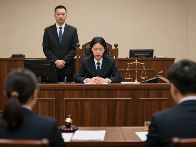 Courtroom scene focusing on financial justice