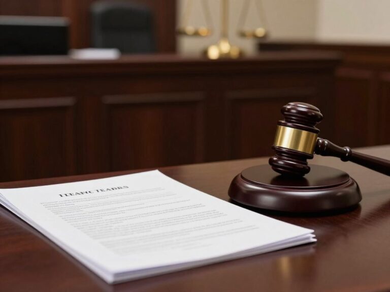 A courtroom featuring legal documents and a gavel representing a wrongful death lawsuit.