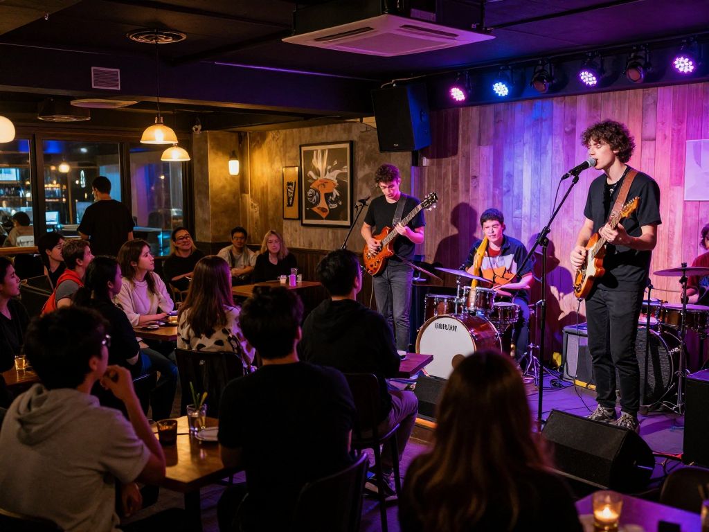 Duster performing live at Crepe Creation Cafe