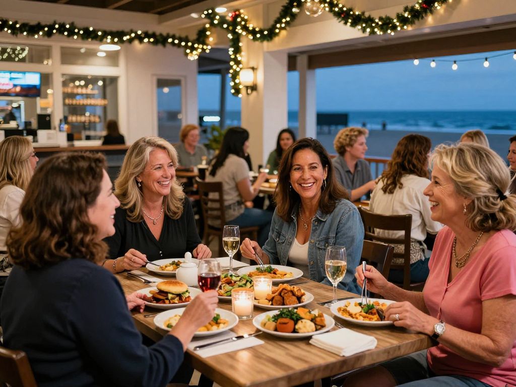 A lively gathering of women enjoying food and drinks at P.F. Chang's, Myrtle Beach