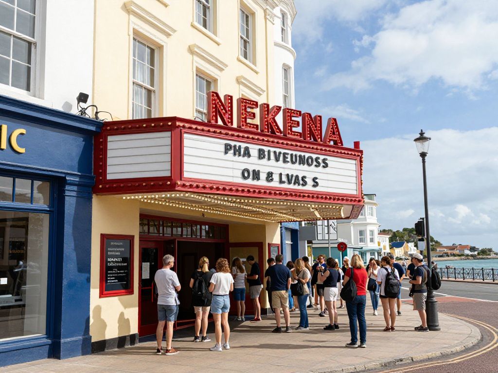 Exterior view of Greg Rowles Legacy Theatre with crowd