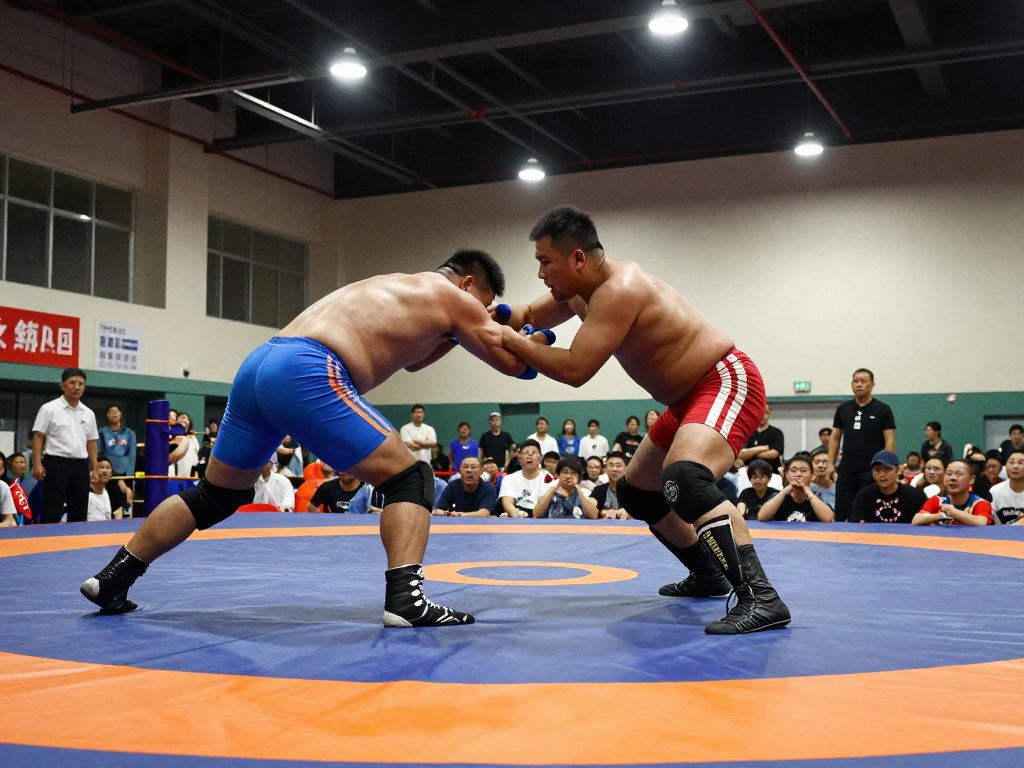 Athletes competing in HBCU wrestling at the John T. Rhodes Sports Center