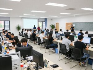 Students engaged in learning at Horry-Georgetown Technical College's modern campus.