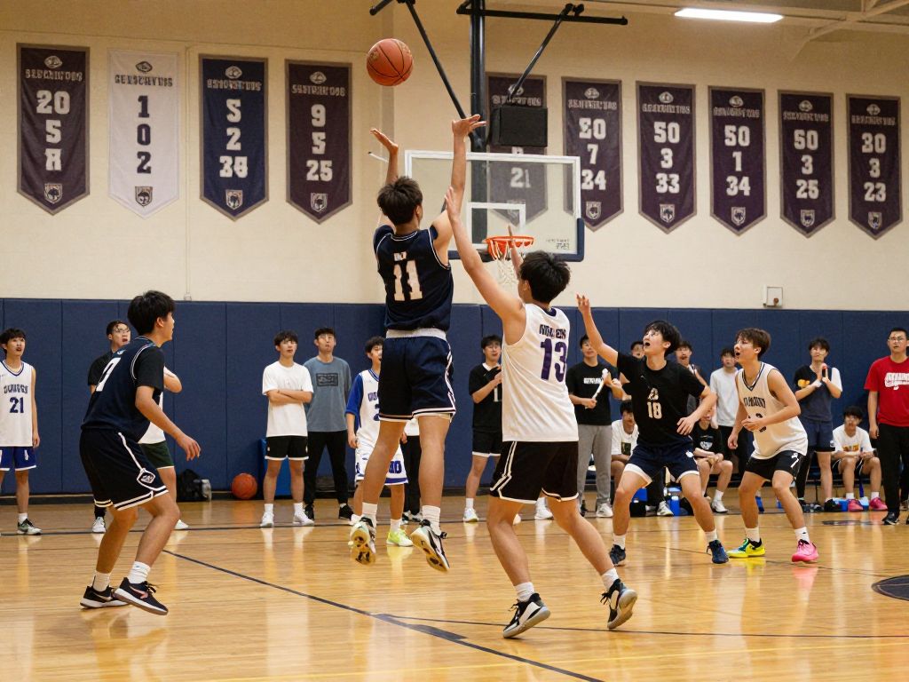 High School Basketball Game Scene