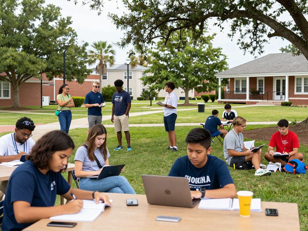 Students at a college campus in Myrtle Beach contributing to the local economy.