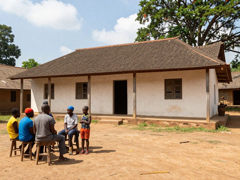 Community members exploring a historical slave dwelling site