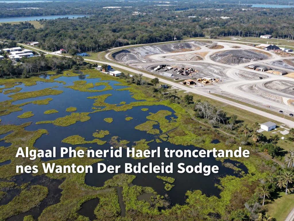 Aerial view of Horry County showing wetlands and landfill area.